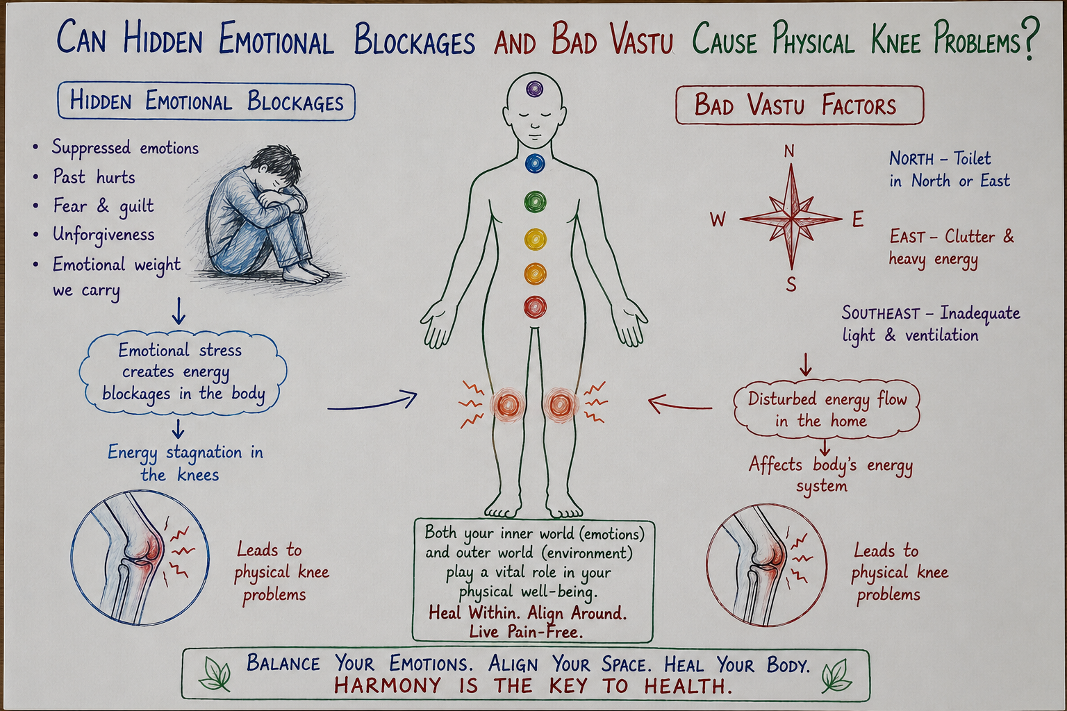 Can Hidden Emotional Blockages and Bad Vastu Cause Physical Knee Problems?